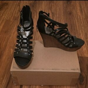 G by Guess Black Strappy Wedges